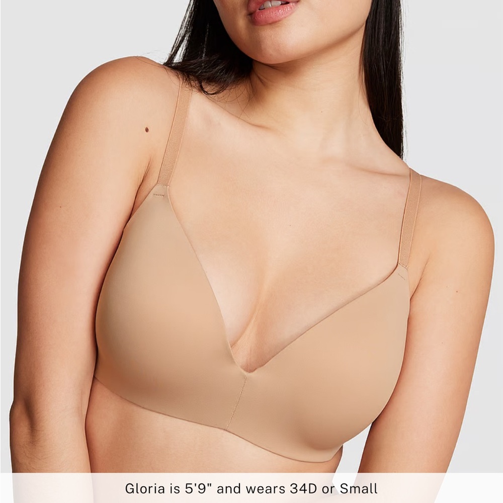 PINK VS WEAR EVERYWHERE PUSH-UP WIRELESS BRA 32A in Praline